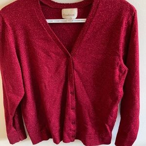 90s Y2K sparkly red sweater cardigan